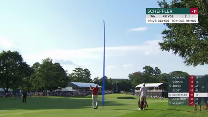 Scottie Scheffler gets up-and-down from 118 yards for birdie on No. 17 at TOUR Championship