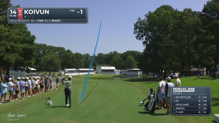 Jackson Koivun sinks 26-foot birdie putt on No. 14 at FedEx St. Jude