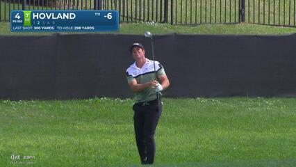 Viktor Hovland hits 110-yard approach to 4 feet, makes birdie on No. 4 at Arnold Palmer