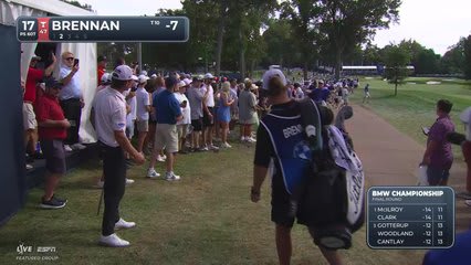 Michael Brennan drains 9-foot putt for birdie on No. 17 at BMW Championship