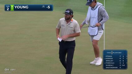 Cameron Young drains 3-foot birdie putt on No. 2 at THE PLAYERS