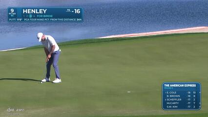 Russell Henley hits 156-yard approach to 11 feet, sets up birdie on No. 9 at The American Express