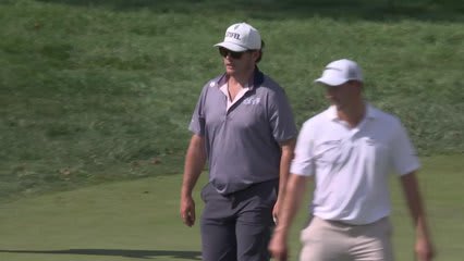 Harry Higgs sinks 27-foot birdie putt on No. 16 at Biltmore Championship