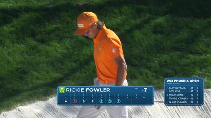 Rickie Fowler makes 44-foot bunker shot for birdie on No. 7 at WM Phoenix Open