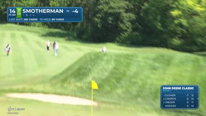 Austin Smotherman sinks 6-foot putt for birdie on No. 14 at John Deere