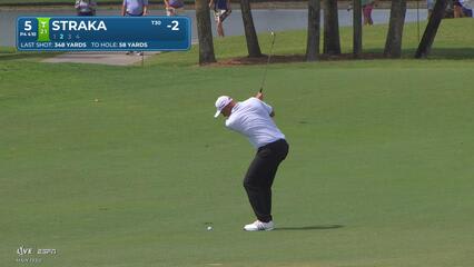 Sepp Straka gets up-and-down from 59 yards for birdie on No. 5 at Cadillac