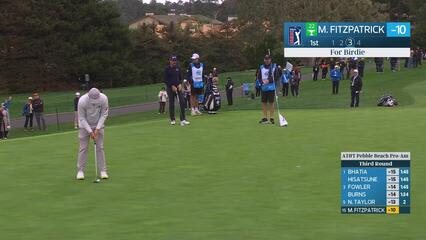 Matt Fitzpatrick sinks 12-foot birdie putt on No. 1 at Pebble Beach