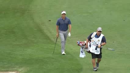 Stuart Appleby's approach tags the flagstick at Shell