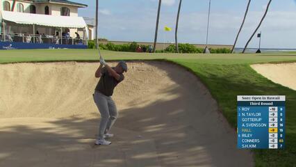 Harry Hall bunker shot rolls 87 feet, sets up birdie on No. 16 at Sony Open