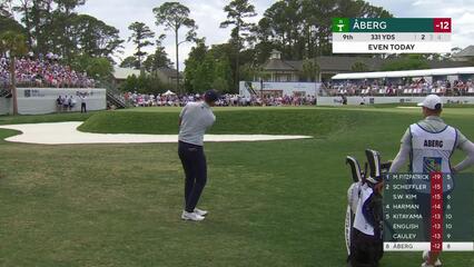 Ludvig Åberg gets up-and-down from 42 yards for birdie on No. 9 at RBC Heritage