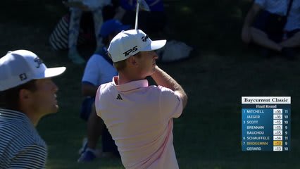 Jacob Bridgeman gets up-and-down from 119 yards for birdie on No. 10 at Baycurrent
