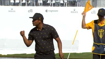 Sebastián Muñoz makes birdie putt on No. 13 at Presidents Cup
