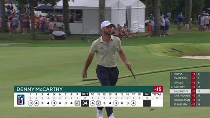 Denny McCarthy holes birdie putt from off the green at John Deere