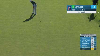 Jordan Spieth sinks 31-foot birdie putt on No. 18 at The Genesis