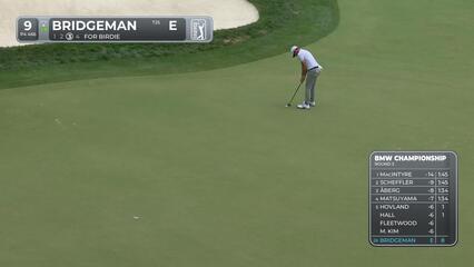 Jacob Bridgeman sinks a 29-foot birdie putt on No. 9 at BMW Championship