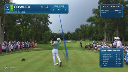 Rickie Fowler holes 16-foot shot for birdie on No. 7 at John Deere