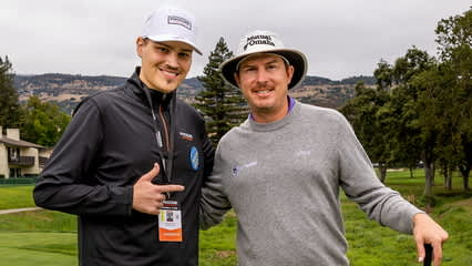 Joel Dahmen helps make a wish at Procore Championship