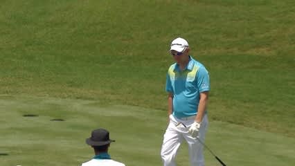 Stephen Gallacher holes long par putt from off the green at THE PLAYERS