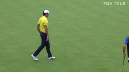 Rafa Cabrera Bello makes birdie putt at John Deere