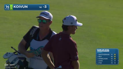 Jackson Koivun drains 8-foot birdie putt on No. 14 at Bank of Utah