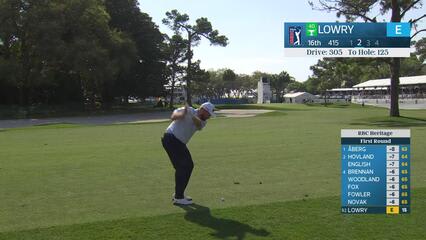 Shane Lowry gets up-and-down from 127 yards for birdie on No. 16 at RBC Heritage