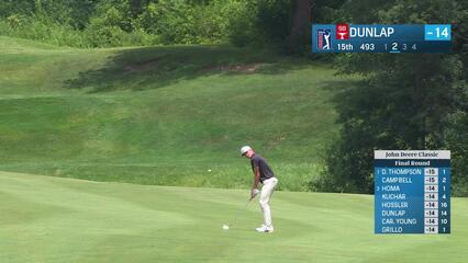 Nick Dunlap sinks a 24-foot birdie putt to stay in the mix at John Deere