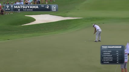 Hideki Matsuyama drains 24-foot birdie putt on No. 7 at TOUR Championship