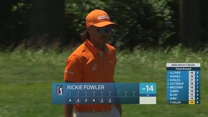 Rickie Fowler drains 18-foot birdie putt on No. 6 at John Deere