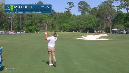 Keith Mitchell buries a 29-foot birdie putt on No. 5 at Texas Children's