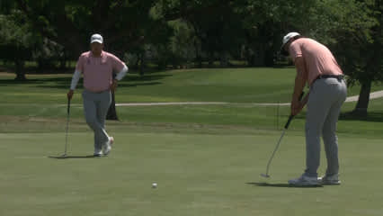 Quade Cummins drains putt for birdie at Utah Championship