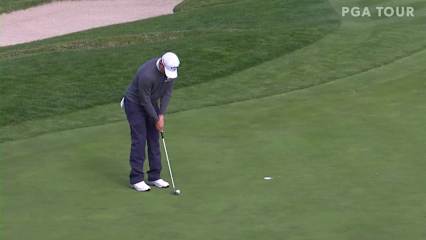 Tom Lewis holes short birdie putt at AT&T Pebble Beach