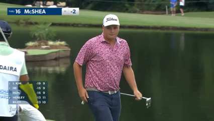 Blake McShea cards back-to-back birdies on No. 16 at Wyndham