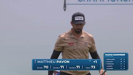Matthieu Pavon drains a 16-foot birdie putt at Valspar