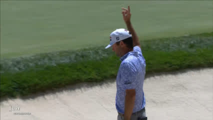 Robert Streb holes out from greenside bunker for birdie at John Deere