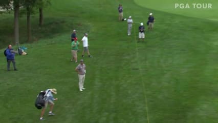 John Huh holes flop shot for eagle at Korn Ferry Tour Champ