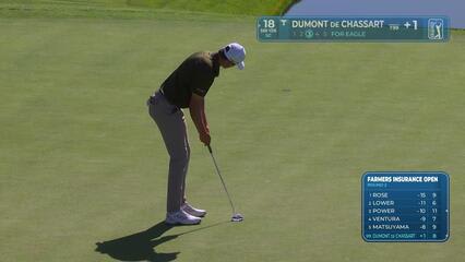 Adrien Dumont de Chassart taps in from 1 foot for birdie on No. 18 at Farmers