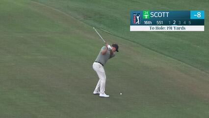 Adam Scott hits 201-yard approach to 42 feet, sets up birdie on No. 16 at Texas Children's