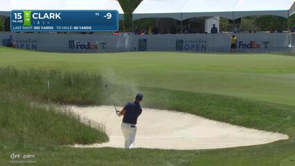 Wyndham Clark's 63-yard bunker shot sets up birdie on No. 15 at RBC Canadian