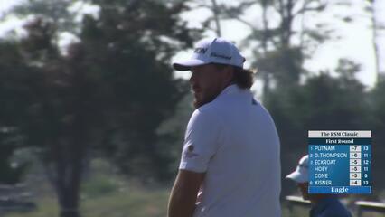 Andrew Novak holes 48-foot eagle putt on No. 7 at The RSM Classic