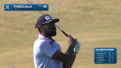 Sahith Theegala hits 113-yard approach to 5 feet, makes birdie on No. 12 at The American Express