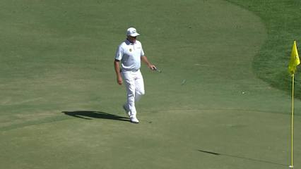 Lee Westwood sinks birdie putt from off the green at Honda