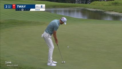 Kevin Tway rolls in a 13-foot eagle putt at John Deere