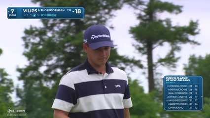 Michael Thorbjornsen/Karl Vilips makes birdie on No. 7 at Zurich Classic