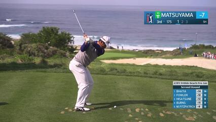 Hideki Matsuyama hits 175-yard approach to 6 feet, sets up birdie on No. 3 at AT&T Pebble Beach
