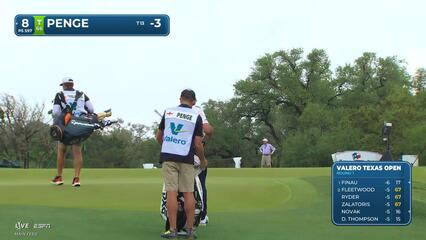 Marco Penge drains 22-inch putt for birdie on No. 8 at Valero
