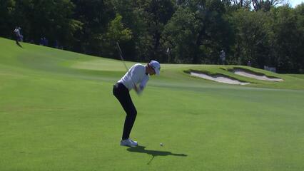Adrien Dumont de Chassart makes birdie putt for his seventh birdie of the day at Compliance Solutions