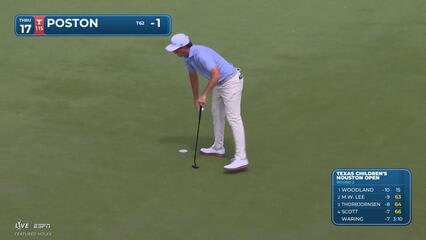 J.T. Poston sinks 12-foot birdie putt on No. 17 at Texas Children's
