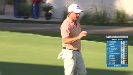 Bud Cauley drains 16-foot birdie putt on No. 17 at Wyndham