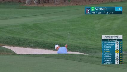 Matti Schmid hits 111-yard approach from bunker to 16 feet, sets up birdie