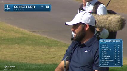 Scottie Scheffler hits 220-yard approach to 48 feet, sets up birdie on No. 8 at The American Express